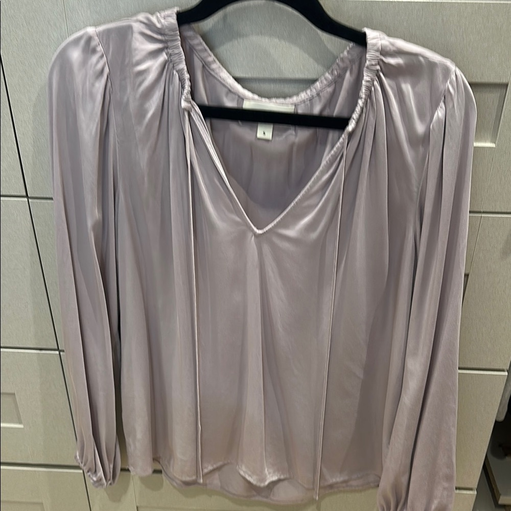 Cloth & Stone Purple Ruched Puff Sleeve Blouse